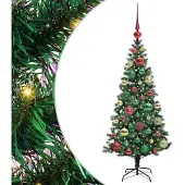 vidaXL Kunststof Voorverlichte Kerstboom Groen 120 cm PVC en Metalen