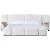 Vente-unique Bed met opbergruimte stof beige 160 x 200 cm