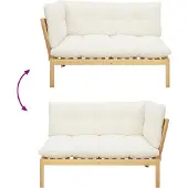 vidaXL Hoek Sofa Eenheid Licht Acacia en Crèmekleurig Wit Acaciahout