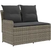 vidaXL Tuin Armleuning Sofa met Opklapbare Tafel 2 Stuk PE Riet