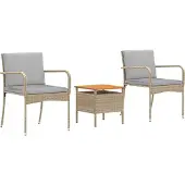 vidaXL Tuinset Beige poly rattan