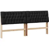 vidaXL Gestoffeerd hoofdbord Zwart 200 cm Massief grenenhout