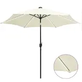 vidaXL Parasol met LED-verlichting en aluminium paal 300 cm zandwit