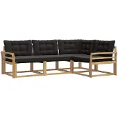 vidaXL Buiten bank set 4 st Wit en zwart