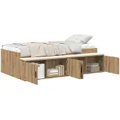 vidaXL Bedframe met lade Artisan Eiken 90 x 190 cm Bewerkt hout