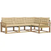 vidaXL Buiten bank set 4 st Wit en Beige