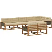 vidaXL Buiten bank set 8 st Natuurlijk en Beige