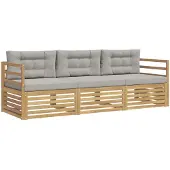 vidaXL Buiten bank set 3 st Wit en Lichtgrijs Polyester