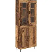 vidaXL Highboard 2 st Oud Hout 69,5 x 34 x 180 cm Bewerkt hout