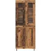 vidaXL Highboard 2 st Oud Hout 69,5 x 34 x 180 cm Bewerkt hout