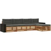 vidaXL - Buiten - bank - set - 5 - pcs - Natuurlijk - en - Antraciet - Polyester