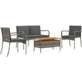 vidaXL Tuinset Grijs poly rattan