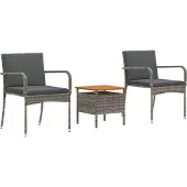 vidaXL Tuin Bistro Set 3 st Grijs poly rattan