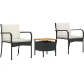 vidaXL Tuinset Zwart poly rattan