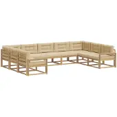 vidaXL Buiten bank set met kussen 9 pcs Wit en Beige