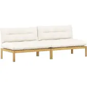 vidaXL Midden Sofa Eenheid Licht Acacia en Crèmekleurig Wit Acaciahout