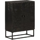 vidaXL Dressoir 55x30x76 cm massief mangohout en ijzer zwart