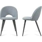 En.casa Eetkamerstoelen 'Karijoki', set van 2, gestoffeerde stoelen, met stoffen bekleding en metalen poten, afmetingen 77 x 50 x 55 cm, kleur grijs