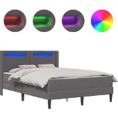 vidaXL Bedframe met matras Grijs 140 x 190 cm Kunstleer