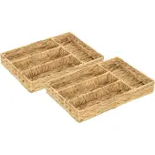 HOMCOM -Aufbewahrungskorb-Wasserhyazinthe, Metall-36L x 26B x 5H cm-Naturholz
