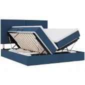 vidaXL Opbergbed met hoofdeinde met opslag Blauw 200 x 200 cm Stof