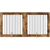 Syfax Opvouwbaar hondenhek met standaards 2 st Gerookt eiken 200,5 cm