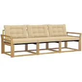 vidaXL Buiten bank set 3 st Wit en Beige