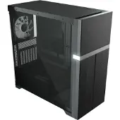 Valkyrie VK02 Lite, zwarte behuizing, Midi-tower, geschikt voor ATX, ITX, Micro ATX en Mini-ITX moederborden, met gehard glas, ventilatoren van 120 en 140 mm