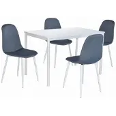 Poldimar Tafelset met stoelen Catania | Eettafel en vier stoelen | Wit-blauw