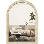HOMCOM wandspiegel boogvormig met veiligheidsglas - Sierspiegel - Decoratieve spiegel - Muurspiegel - Beige