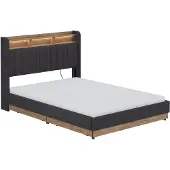 VitaliSpa Nura Gestoffeerd bed – 140x200 cm met 4 laden Antraciet/eiken