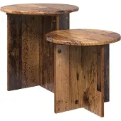 vidaXL Bijzettafelset 2 pcs Oud hout Geconstrueerd hout