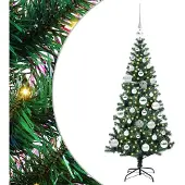 vidaXL Kunststof Voorverlichte Kerstboom Groen 120 cm PVC en Metalen