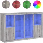 vidaXL Dressoirs met LED-verlichting 3 st bewerkt hout grijs sonoma