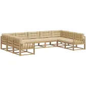 vidaXL Buiten bank set 9 st Wit en Beige