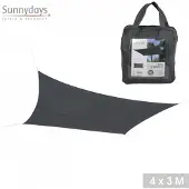 Sunnydays Schaduwdoek antraciet 4 x 3 m van polyester 160 g/m²