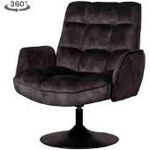 Tower Living Draaifauteuil Tropea - Donkergrijs Stof - Met Armleuning - 87x83x95cm