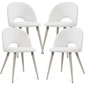 En.casa Eetkamerstoel 'Karijoki', set van 4, gestoffeerde stoelen, met stoffen bekleding en metalen poten, afmetingen 77 x 50 x 55 cm, beige