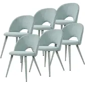En.casa Eetkamerstoelen Karijo set van 6 stof 77x50x55 cm lichtgroen []