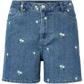 Pieces Jeans 'PCFLORA' blauw denim / groen / wit