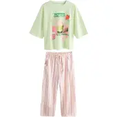 Next Pyjama smaragd / lichtgroen / lichtroze / rood