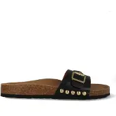 DWRS label Java black slippers met gesp Leer Dames | Maat 42