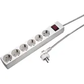Kaiser Martin 6-voudige contactdoos 45 graden met aardingsschakelaar kabel 1,5m (Europese Stekkerdoos) - 1033ZL/15W/KWS