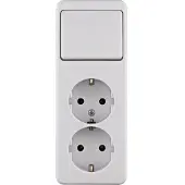 Hager Berker Opbouwschakelaar Combinatie dubbele wandcontactdoos - 61402649