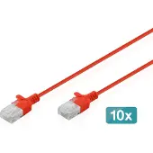Digitus DK-1618-010S-R-10 Patchkabel CAT 6 U-UTP Slim 1m Rot 10 Stück