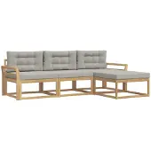 vidaXL Buiten bank set 4 st Wit en Lichtgrijs Polyester
