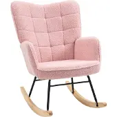 HOMCOM - Schommelstoel - met Fleece Look - Armleuningen - Roze