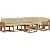 vidaXL Buiten bank set 7 st Natuurlijk en Beige