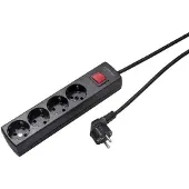 Kaiser Martin 4-Weg stopcontact met schakelaar en 1,5m kabel (Europese Stekkerdoos) - 1064ZL/15W/SW