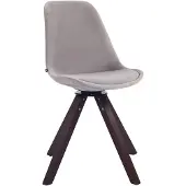 CLP Troyes Eetkamerstoel - Vierkant frame - Fluweel grijs walnoot